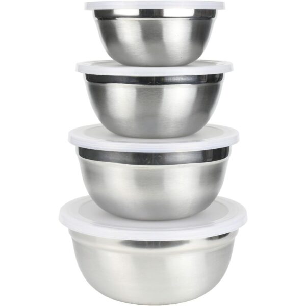 Chef Craft Select Prep Bowl Set with Lid, 75 qt, 1 qt, 1.5 qt and 2qt, Stainless Steel