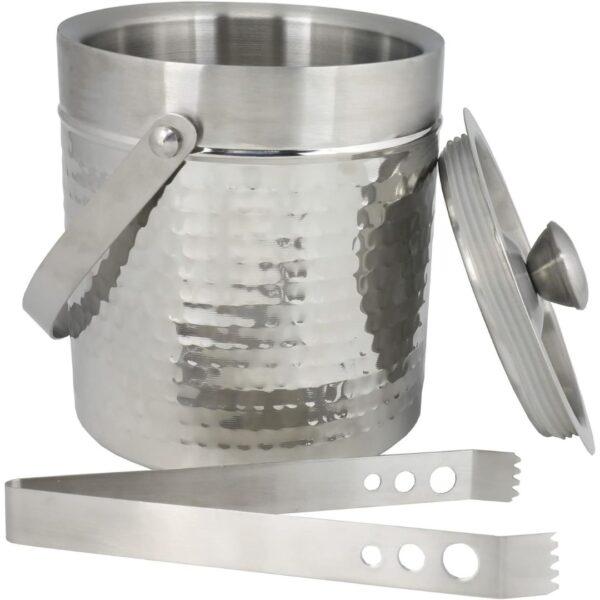 Chef Craft Hammered Double Walled Ice Bucket, 2 quart volume, Stainless Steel - Image 3