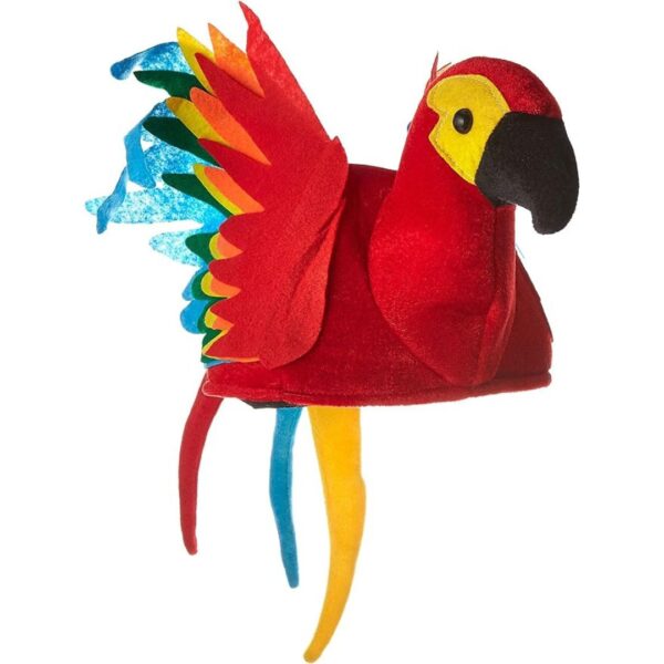 Beistle Plush Fabric Novelty Parrot Hat Tropical Hawaiian Costume Luau Party Supplies Hula Accessory