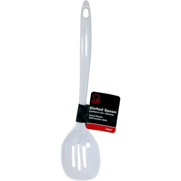 Chef Craft Basic Melamine Slotted Spoon, 11.25 inch, White - Image 2