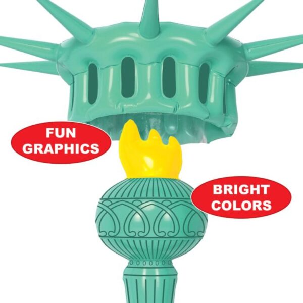 Beistle 22.25" & 17.5" Inflatable Adult Statue Of Liberty Costume Crown And Torch, Patriotic Party Accessories, Green/Yellow/Black - Image 4