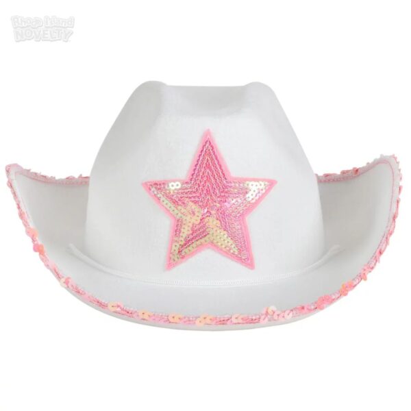 Rhode Island Novelty White Felt Cowgirl Hat with Pink Star, One per Order - Image 2