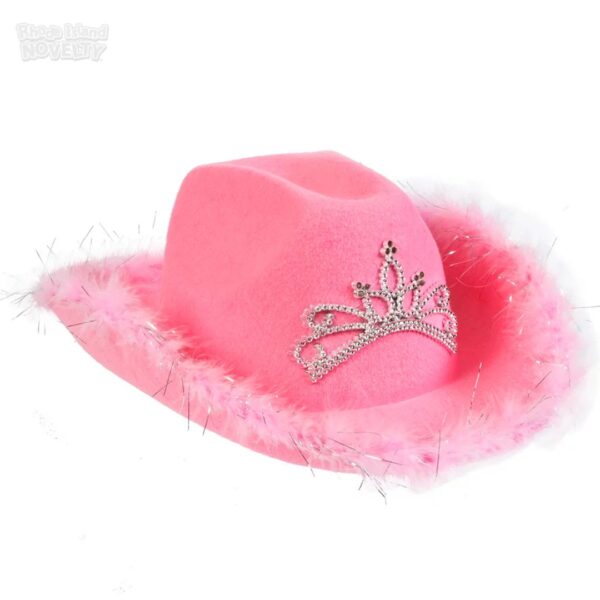 Rhode Island Novelty Pink Feather Rhinestone Cowboy Hat, One Piece