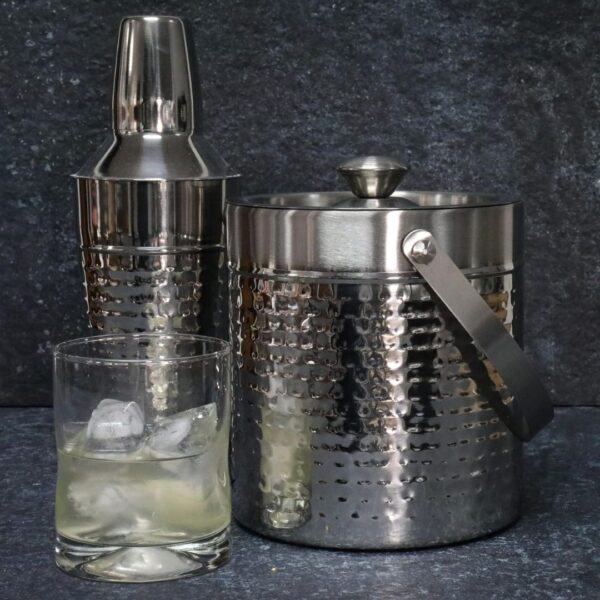 Chef Craft Hammered Double Walled Ice Bucket, 2 quart volume, Stainless Steel - Image 2