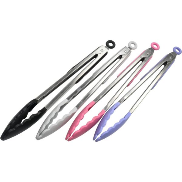 Chef Craft Premium Silicone Cooking Tongs, 12 inch, Pink - Image 3