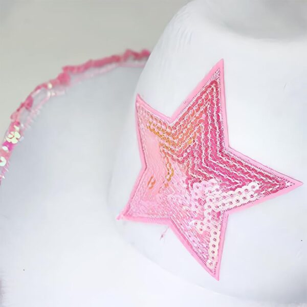 Rhode Island Novelty White Felt Cowgirl Hat with Pink Star, One per Order - Image 3