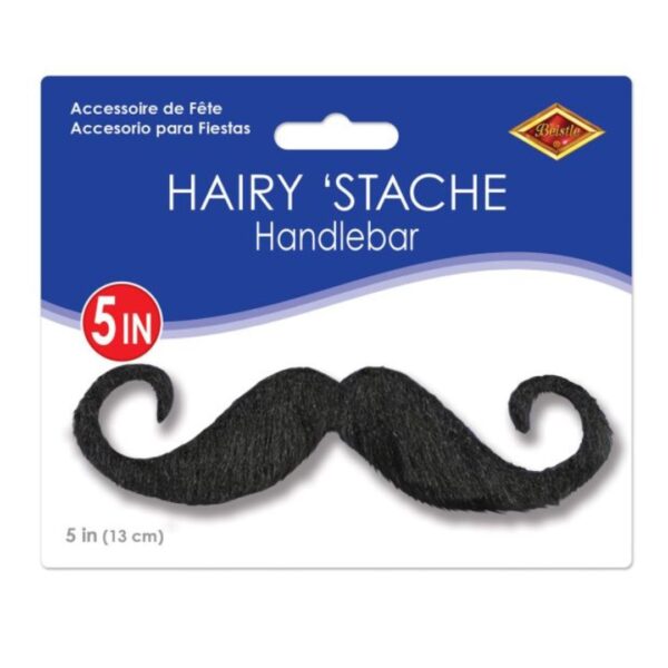 Beistle Handlebar Hairy'stache, 5-Inch, Black - Image 3