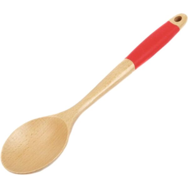 Chef Craft Premium Silicone Handle Wooden Spoon Set, 14 inch, Red - Image 2