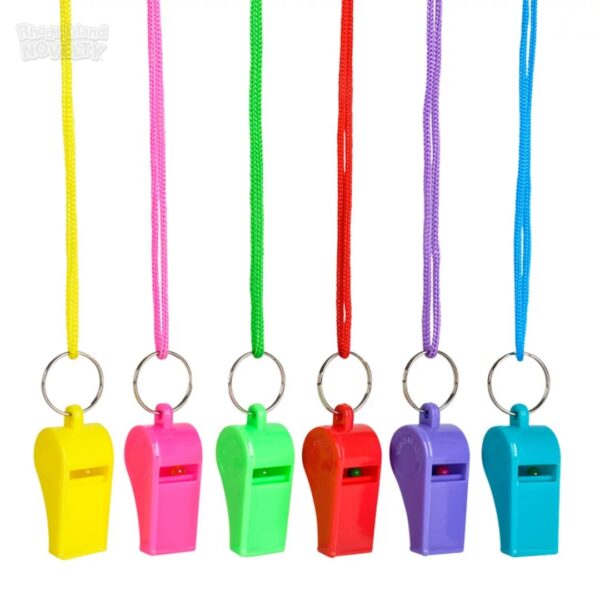 Rhode Island Novelty 2 Inch Neon Whistle Necklaces, One Dozen per Order - Image 2