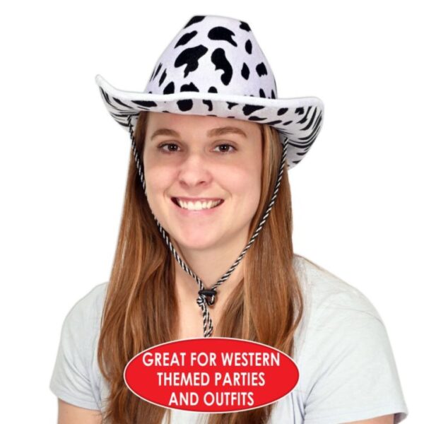 Beistle Cow Print Cowboy Hat ? One Size Fits Most, Adjustable Chin Strap - Image 2