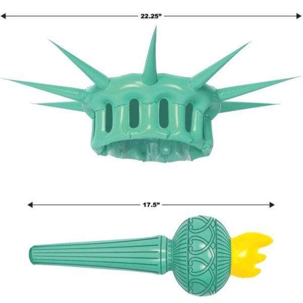 Beistle 22.25" & 17.5" Inflatable Adult Statue Of Liberty Costume Crown And Torch, Patriotic Party Accessories, Green/Yellow/Black - Image 5