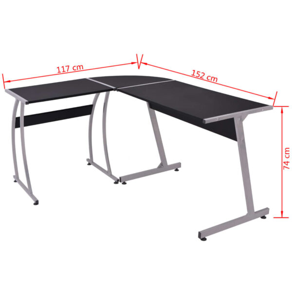 vidaXL Corner Desk L-Shaped Black - Image 5