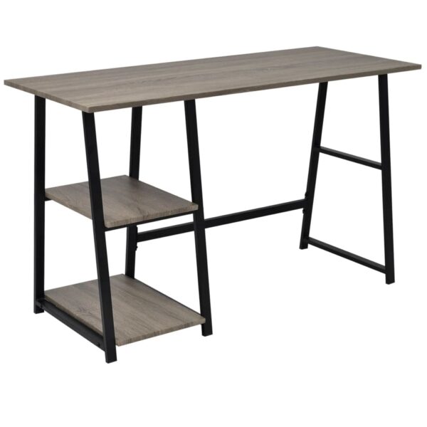 vidaXL Desk with 2 Shelves Gray and Oak