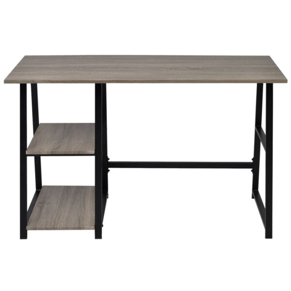 vidaXL Desk with 2 Shelves Gray and Oak - Image 2