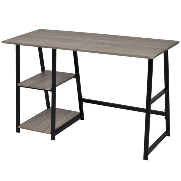 vidaXL Desk with 2 Shelves Gray and Oak - Image 3