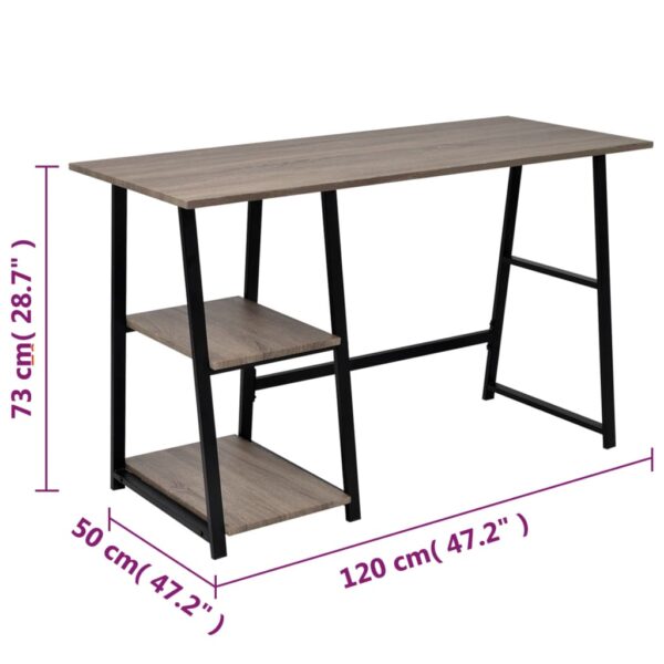 vidaXL Desk with 2 Shelves Gray and Oak - Image 6