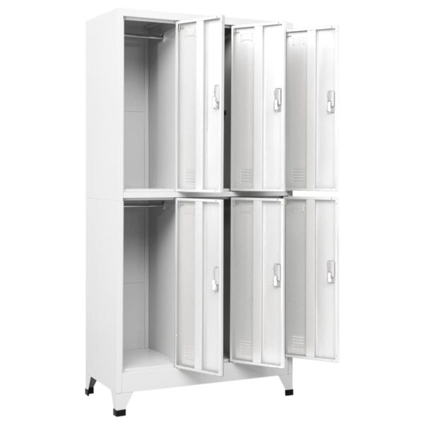 vidaXL Locker Cabinet with 6 Compartments Steel 35.4"x17.7"x70.9" Gray - Image 3