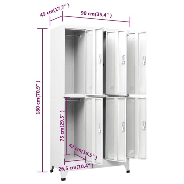 vidaXL Locker Cabinet with 6 Compartments Steel 35.4"x17.7"x70.9" Gray - Image 8