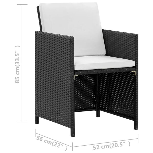 vidaXL 9 Piece Patio Dining Set with Cushions Poly Rattan Black - Image 9