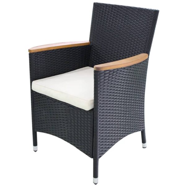 vidaXL Patio Chairs 2 pcs with Cushions Poly Rattan Black - Image 2