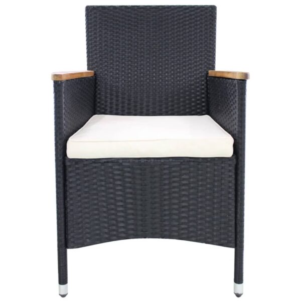 vidaXL Patio Chairs 2 pcs with Cushions Poly Rattan Black - Image 3