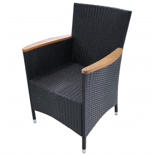 vidaXL Patio Chairs 2 pcs with Cushions Poly Rattan Black - Image 4