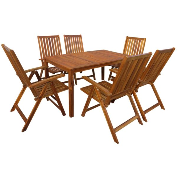 vidaXL 7 Piece Patio Dining Set Solid Acacia Wood