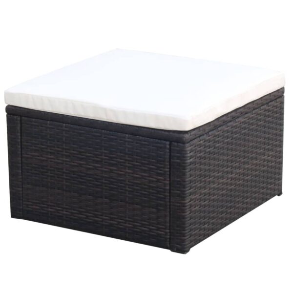 vidaXL Footstool Ottoman Poly Rattan 20.9"x20.9"x11.8" Brown