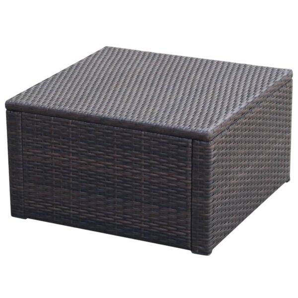 vidaXL Footstool Ottoman Poly Rattan 20.9"x20.9"x11.8" Brown - Image 3