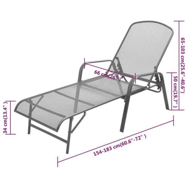 vidaXL Sun Lounger Steel Anthracite - Image 8