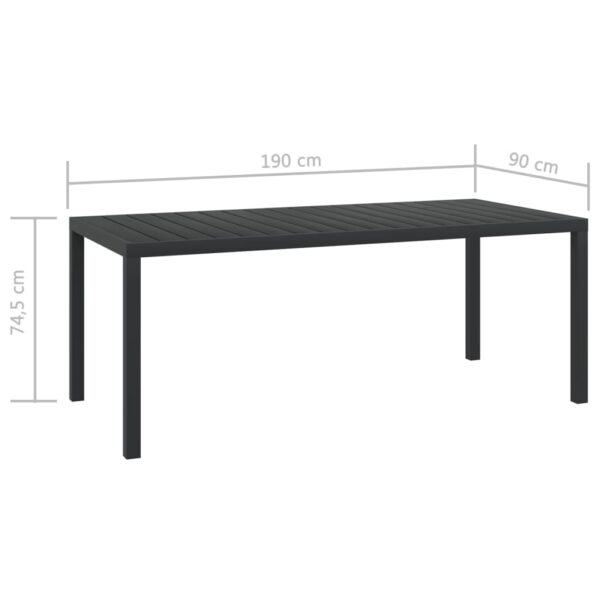 vidaXL Patio Table Black 72.8"x35.4"x29.1" Aluminum and WPC - Image 5