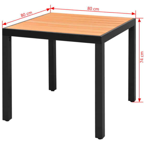 vidaXL Patio Table Brown 31.5"x31.5"x29.1" Aluminum and WPC - Image 3