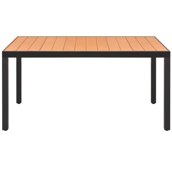 vidaXL Patio Table Brown 59.1"x35.4"x29.1" Aluminum and WPC - Image 2