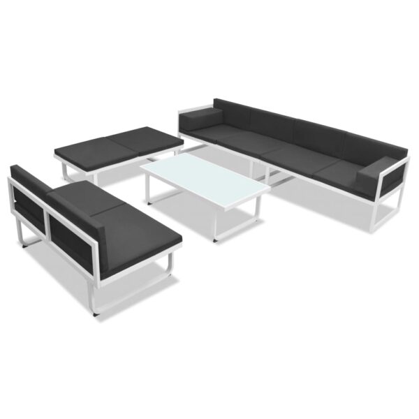 vidaXL 5 Piece Patio Lounge Set Textilene Aluminum Black - Image 3