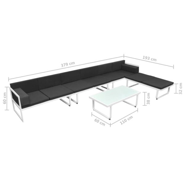 vidaXL 5 Piece Patio Lounge Set Textilene Aluminum Black - Image 11