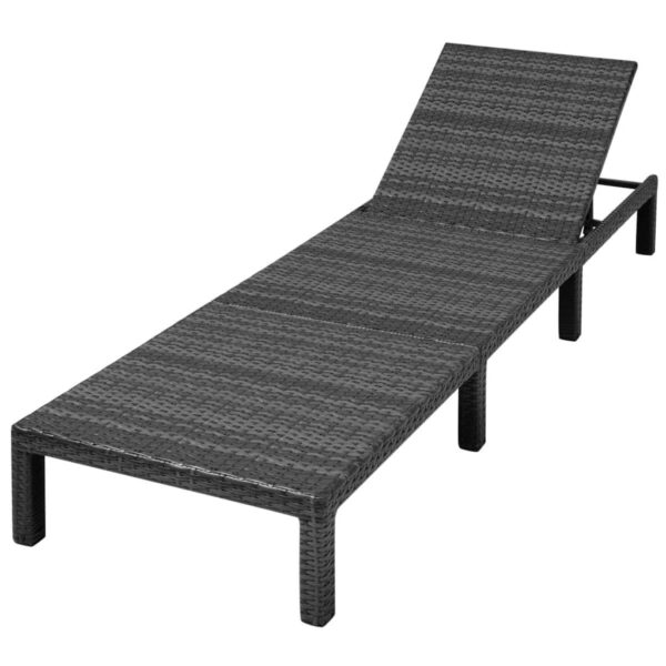 vidaXL Sun Lounger with Cushion Poly Rattan Black - Image 6