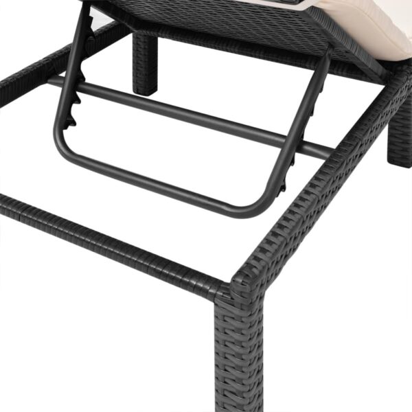 vidaXL Sun Lounger with Cushion Poly Rattan Black - Image 8