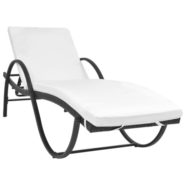 vidaXL Sun Lounger with Cushion Poly Rattan Black