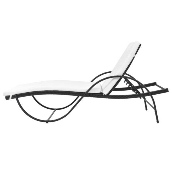 vidaXL Sun Lounger with Cushion Poly Rattan Black - Image 5