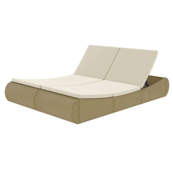 vidaXL Patio Lounge Bed Poly Rattan Beige - Image 2