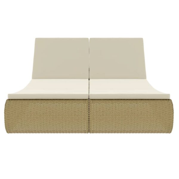 vidaXL Patio Lounge Bed Poly Rattan Beige - Image 3