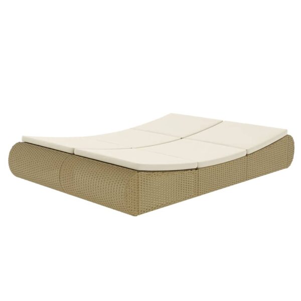 vidaXL Patio Lounge Bed Poly Rattan Beige - Image 4