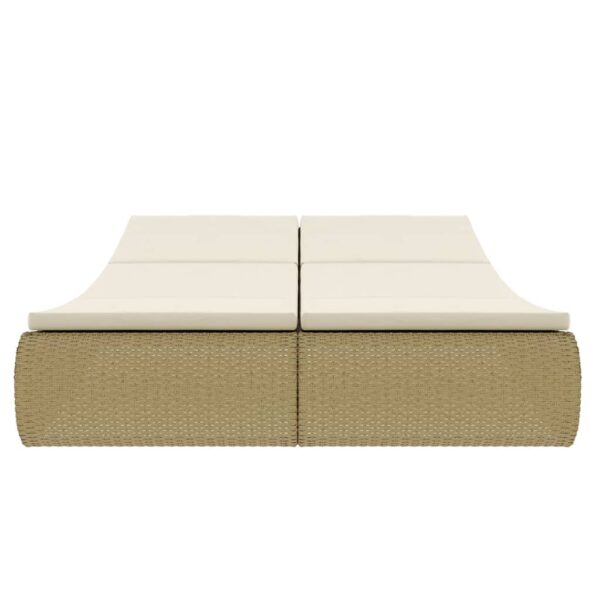 vidaXL Patio Lounge Bed Poly Rattan Beige - Image 5