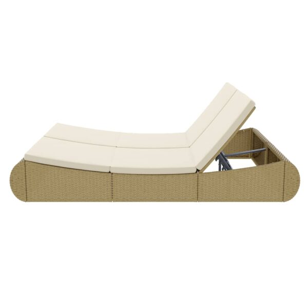 vidaXL Patio Lounge Bed Poly Rattan Beige - Image 7