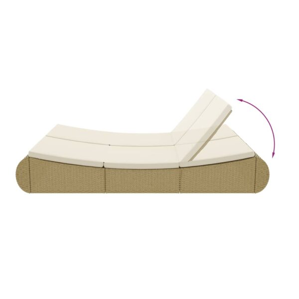 vidaXL Patio Lounge Bed Poly Rattan Beige - Image 8