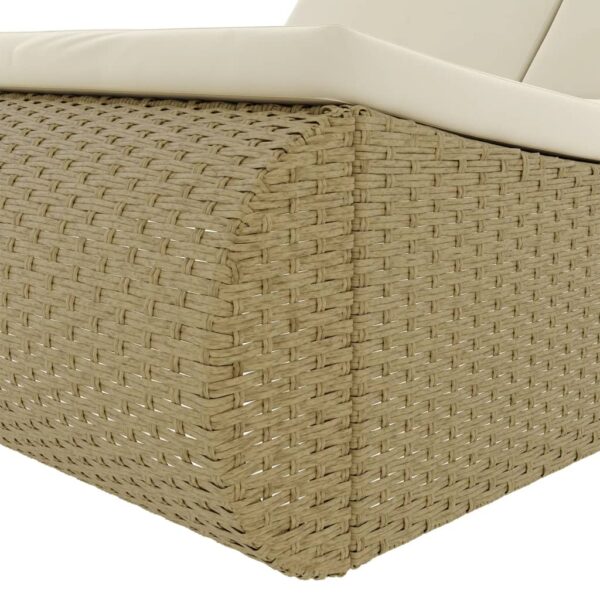 vidaXL Patio Lounge Bed Poly Rattan Beige - Image 9