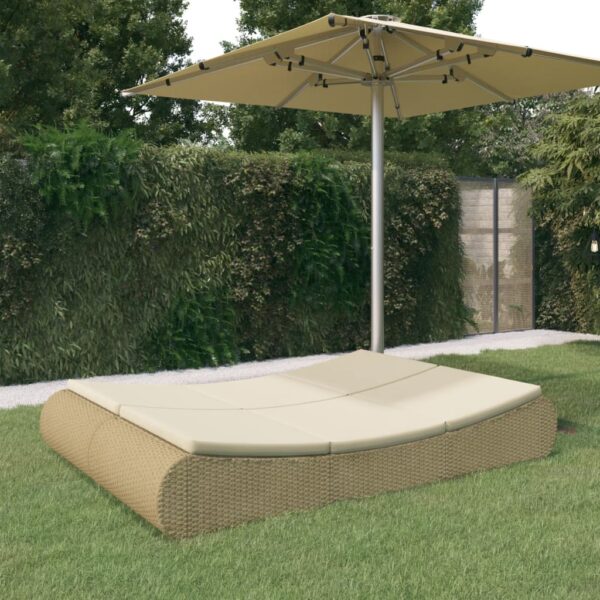 vidaXL Patio Lounge Bed Poly Rattan Beige - Image 11