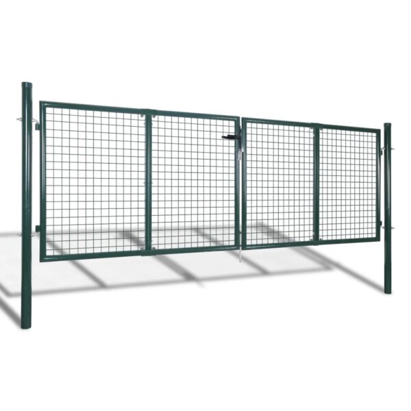 vidaXL Fence Gate Steel 120.5"x59.1" Green - Image 2