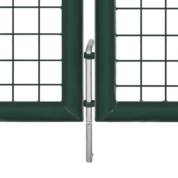 vidaXL Fence Gate Steel 120.5"x59.1" Green - Image 5