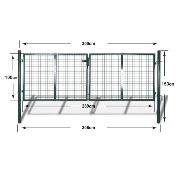 vidaXL Fence Gate Steel 120.5"x59.1" Green - Image 9